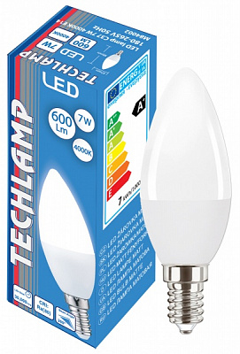 Лампа светодиодная Techlamp 7 Вт C37 матовая E14 220 В 4000 К 