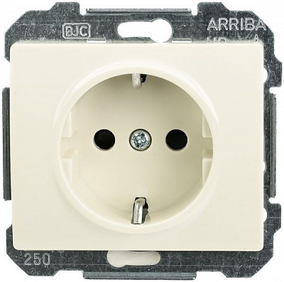 Розетка с заземлением Ospel Impresja 16 А 250 В без шторок кремовый