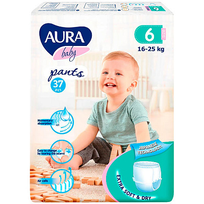 Підгузки-трусики Aura 6 16-25 кг 37 шт.