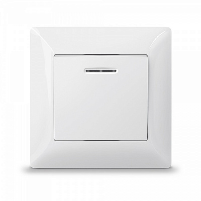 Вимикач пластик одноклавішний TITANUM Standart з підсвіткою TF-ST-SW1L-W