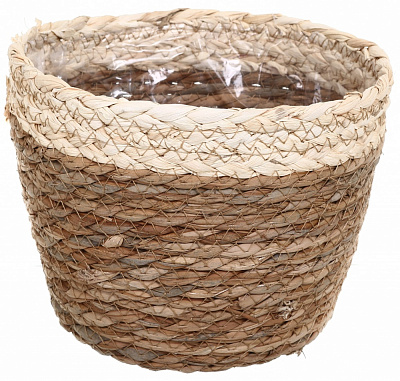 Кашпо ПВХ флористическое 22x17 см FWP23-1-2 круглый коричневый с бежевым