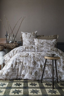 Комплект постільної білизни Pomeo євро білий із коричневим Issimo