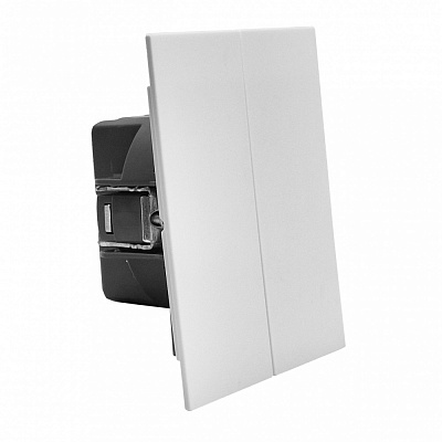 Вимикач двоклавішний HausMark INO без підсвітки білий LS-2G-GP-White