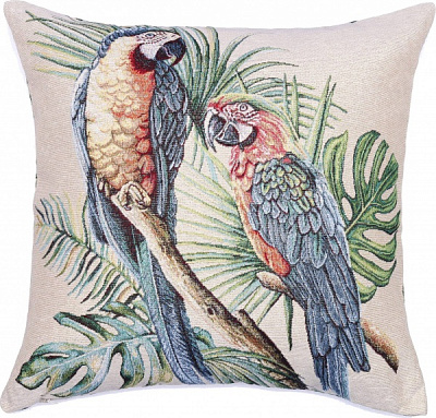 Наволочка декоративная Lefard Попугай 47x47 см бежевый с рисунком Home Textile 
