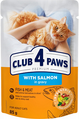 Корм влажный для котов Club 4 Paws з лососем у соусі 85 г