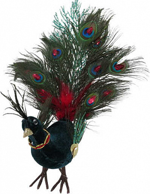 Декоративная фигура New Star Павлин с перьями вельвет 35 см 