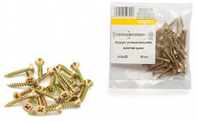 Шуруп универсальный потайная головка ЦЖ 4x25 мм 50 шт. желтый Expert Fix