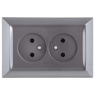 Розетка подвійна без заземлення UP! (Underprice) Vesta графіт