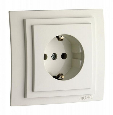 Розетка із заземленням Mono Larissa без шторок без кришки білий 103-191921-117