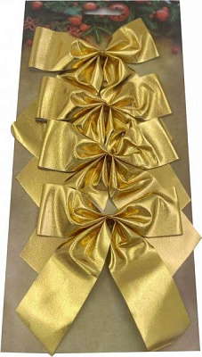 Декорация новогодняя бант блестящий в наборе 4 шт. 10 см золотой EPI-W08-14E306A 