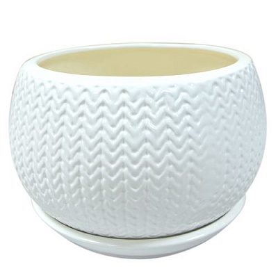 Горщик керамічний Оріана-Запоріжкераміка Куля Коса глянець круглий 3л білий