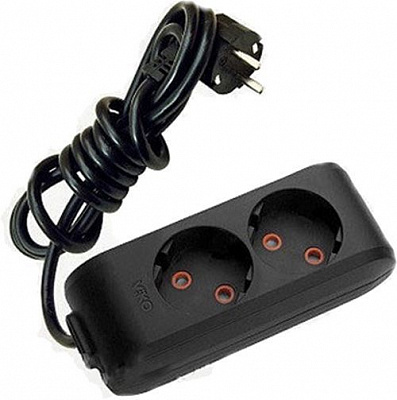 Удлинитель 16 А 230 В без заземления 2 гн. черный 5 м 90132205 