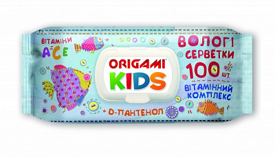 Дитячі вологі серветки Origami (з клапаном) 100 шт.