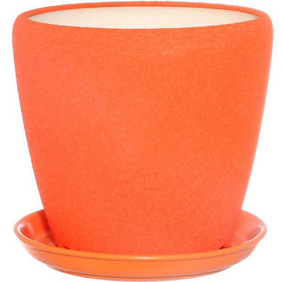 Горшок керамический Ориана-Запорожкерамика Грация №3 шелк оранжевый круглый 2,3л оранжевый (056-3-050) 