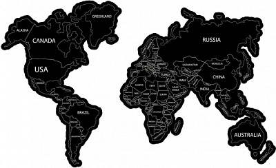 Картина Карта мира чёрная 50x70 см Posterclub 