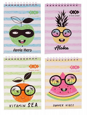 Блокнот на пружине сверху Summer Vibes, А6 40 л. картонная обложка, Kids Line, ассорти ZB.12156 ZiBi