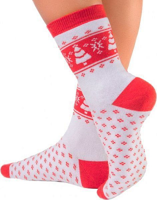 Шкарпетки Conte COMFORT махрові 7С-47СП 080 р. 25 білий із червоним 1 шт.
