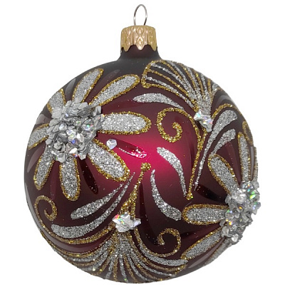 Шар новогодний 10162-2 80 мм бордовый