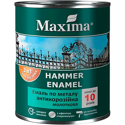 Емаль Maxima антикорозійна по металу 3в1 молоткова темно-коричневий глянець 2.3кг