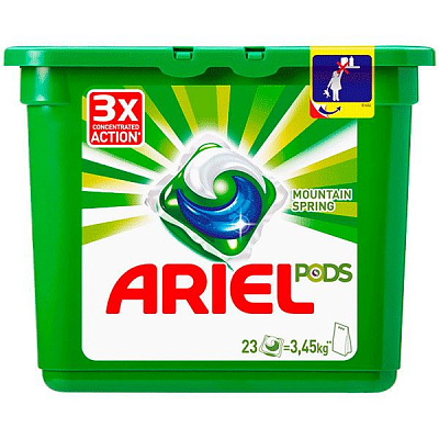 Капсули для машинного прання Ariel Pods Все-в-1 Гірське джерело 23 шт.