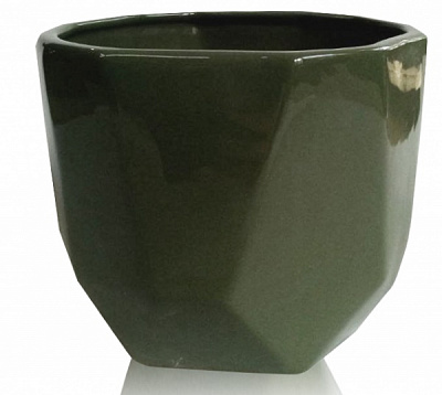 Кашпо керамическое 13x13x12 см фигурный 0,7 л зеленая волна (205-12) 