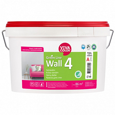Фарба інтер'єрна латексна Vivacolor Wall 4 A з оксамитовим ефектом глибокий мат білий 7,2л