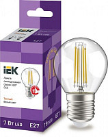Лампа світлодіодна IEK FIL G45 7 Вт E27 3000 К 220 В прозора 