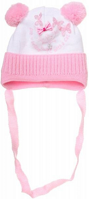 Шапочка детская для девочки Luna Kids р.36 белый с розовым 2105 