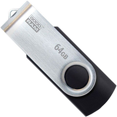 Флеш-пам'ять USB Goodram UTS2 Twister 64 ГБ USB 2.0 black/silver (UTS2-0640K0R11)