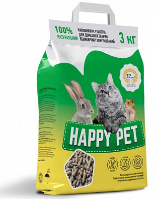 Наповнювач для котячого туалету Happy Pets рослинний 3 кг