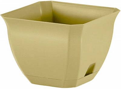 Горщик пластиковий NOLEKS Луна квадратний 4,6 л слонова кістка