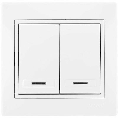 Выключатель двухклавишный Lezard Mira с подсветкой 10 А 250В IP20 белый