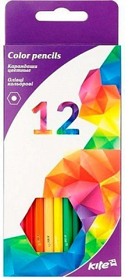 Олівці кольорові 12 шт геометрія KITE