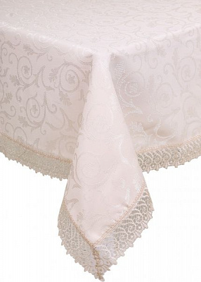 Скатерть KDK с гипюром 160x220 см бежевый Karna 
