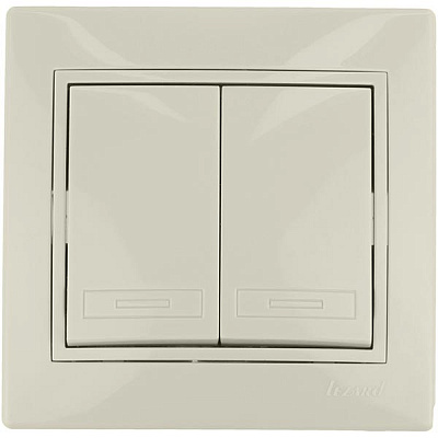 Вимикач двоклавішний Lezard Mira без підсвітки 10 А 220В IP20 кремовий