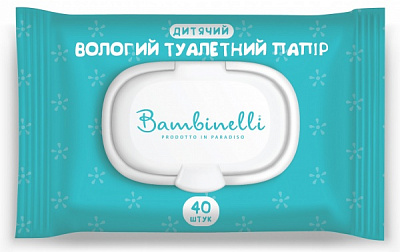 Вологий туалетний папір Bambinelli дитячий з клапаном 40 шт.