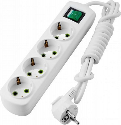 Подовжувач Lezard із заземленням 4 гн. білий 2 м 721-0402-402