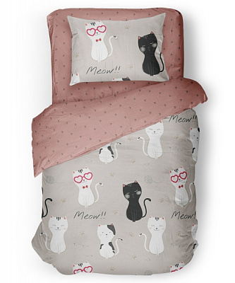 Комплект постельного белья Meow 1,5 разноцветный UP! (Underprice) 