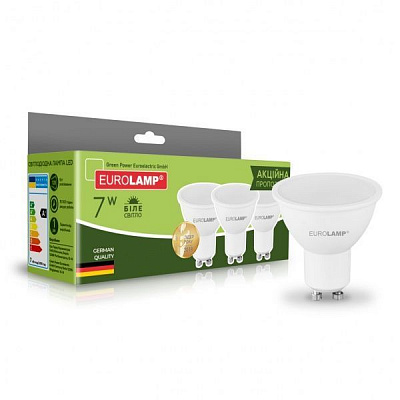 Лампа светодиодная Eurolamp 3 шт./уп. 7 Вт MR16 матовая GU10 220 В 4000 К MLP-LED-SMD-07104(3) 