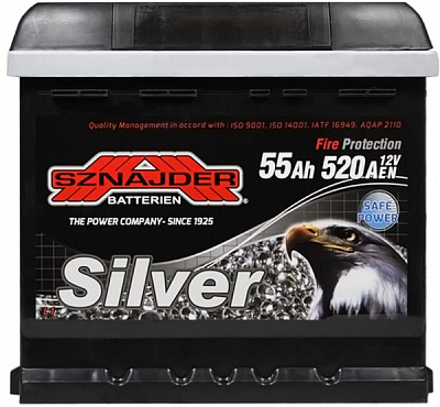 Аккумулятор автомобильный Silver 6СТ- 55Aз 55Ah 520A 12V «+» слева