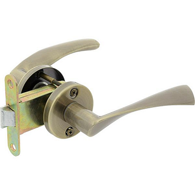 Защелка врезная с ручками Bruno 6-50 без запирания античная латунь/бихромат