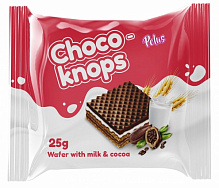Вафлі CHOCO-KNOPS з молочною та какао начинками 25 г 