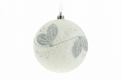Куля новорічна Мороз 60 мм білий із сріблястим