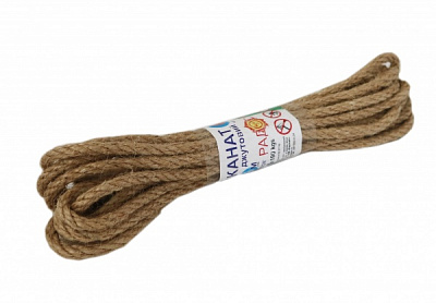 Канат Радосвіт джутовый крученый 6 мм 5 м светло-кофейный