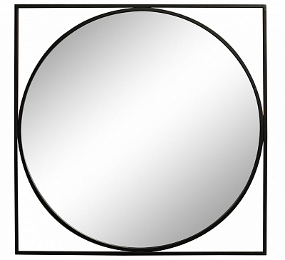 Дзеркало в алюмінієвій рамі квадрат/коло в рамі 70х70 (ЕЗ-01008) TM30103-чорне