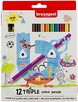 Набор карандашей Triple 12 цветов + точилка для карандашей Bruynzeel Bruynzeel