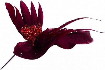 Декорація Dalian Everglory колібрі із пір'ям бордо 20 см бордовий LX2021-0323