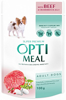 Корм вологий для дорослих собак Optimeal з яловичиною та журавлиною у желе 100 г