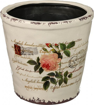 Кашпо керамічне Троянда круглий 8,5л бежевий/з малюнком (Y384-116-1)