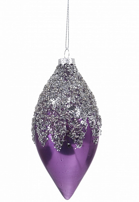 Шар стеклянный с бусинками 3 ассортимента 8/13 см фиолетовый